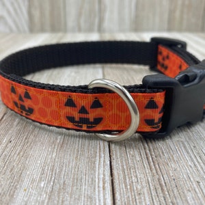 Jack&#39;O&#39;Lantern Collar, Autumn, Fall Collar, Halloween Collar, Pumpkin Collar, Polka Dot, Autumn, Pumpkins, New Puppy, Dog Mom Gift, Pet Gift