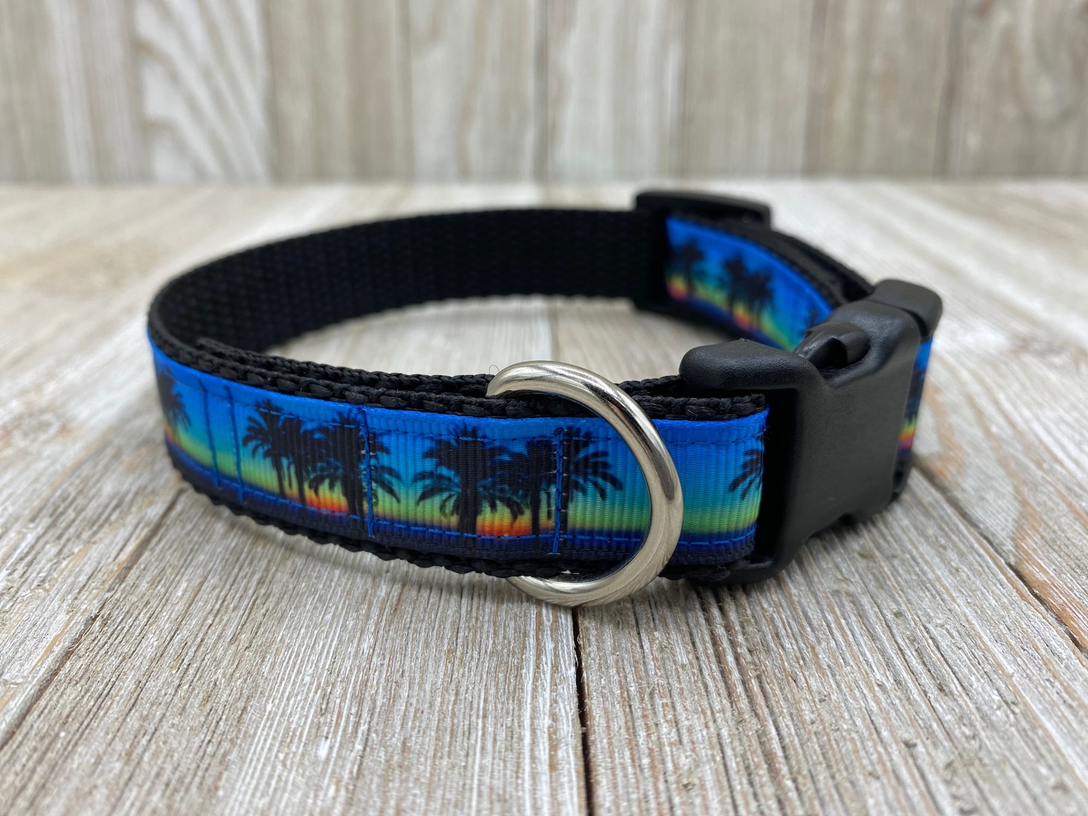 Palm Tree Dog Collar Beach Collar Dog Mom Gift Blue Sunset Etsy