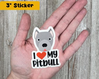 I Heart My Pitbull Sticker - 3" Vinyl Decal - Pit Bull Dog Lover Gift