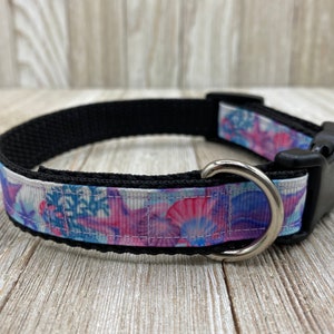 Starfish Dog Collar, Beach Collar, Dog Mom Gift, Pink, Green, Blue Dog Collar, Nautical Dog Collar, Seashell Collar, New Puppy, Dog Gift