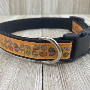 Fall Dog Collar, Autumn, Pumpkin Spice Collar, Caffeine Addict Collar, Coffee Lover Gift, Pumpkin Coffee, New Puppy, Dog Mom Gift, Pet Gift