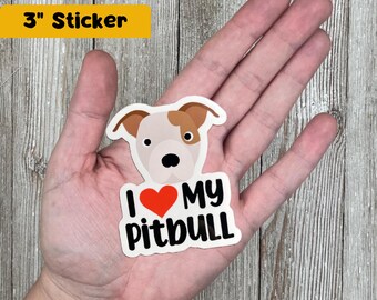 I Love My Pitbull Sticker - 3" Dog Breed Vinyl Decal