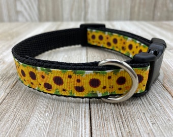 Sunflower Dog Collar, Girly Collar, Pretty Dog Collar, Puppy Collar, Adjustable Dog Collar, Summer, Flower Collar, Dog Mom Gift, Pet Gift