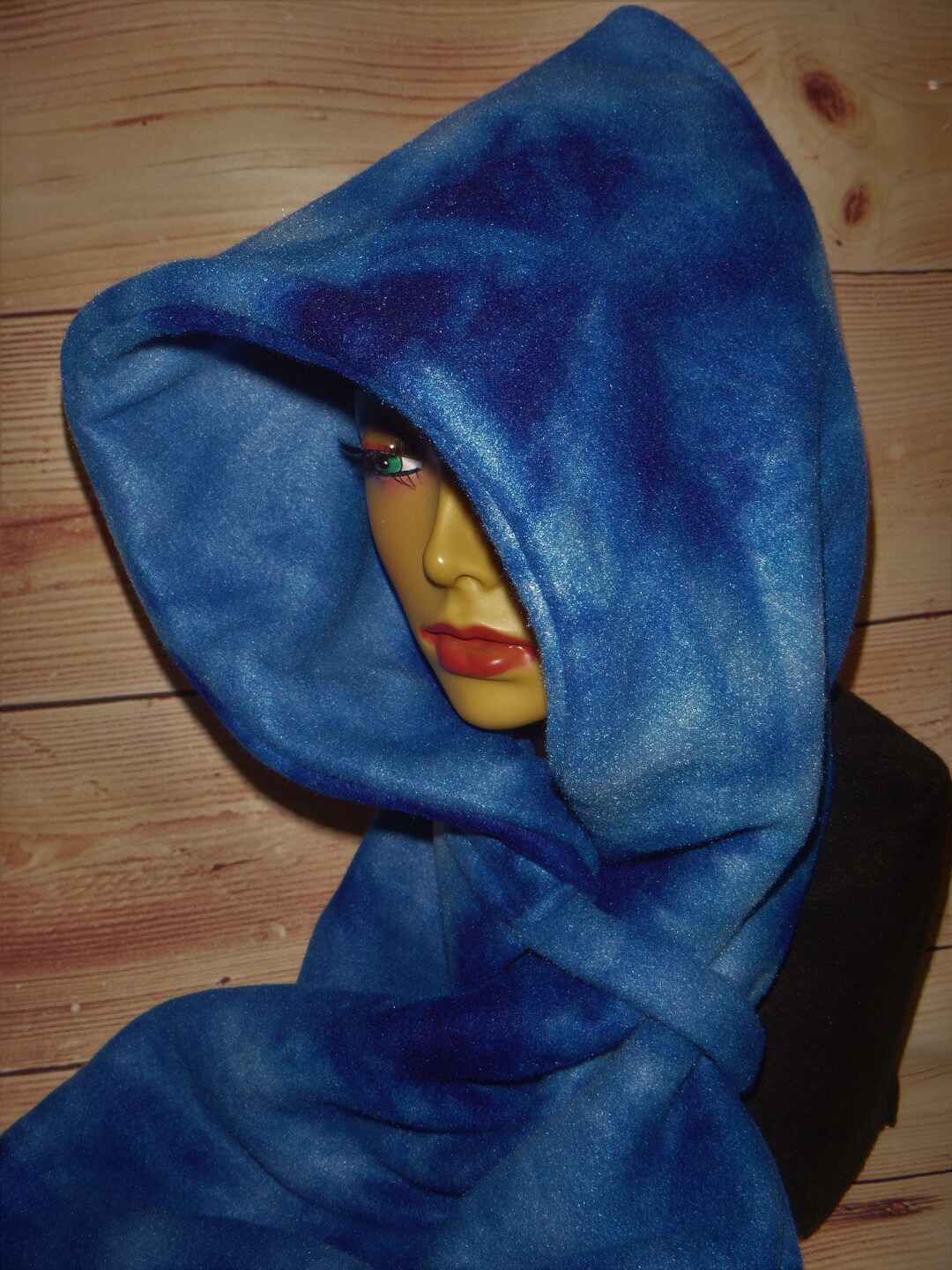 Blue Hooded Scarf Womens Hooded Scarves Tye Dye Fleece Scarf Etsy