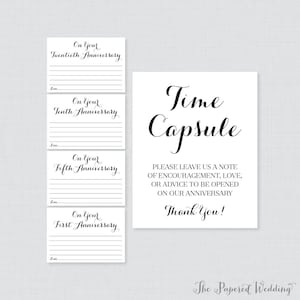 Afdrukbare Wedding Time Capsule-activiteit - Zwart-wit advies voor de bruid en bruidegom - Kalligrafie Bruiloft Receptie Spel/Activiteit 0005