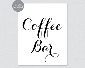 Printable Coffee Bar Sign - Black and White Coffee Buffet Sign - Simple Calligraphy Wedding Coffee Bar Poster or Sign, Coffee Station 0005