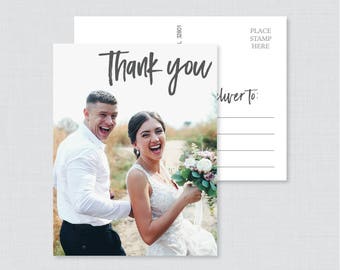 Printable OR Printed Picture Thank You Postcards - Casual, Modern Photo Thank You Postcards for Wedding - Photo Postcards with Picture 103