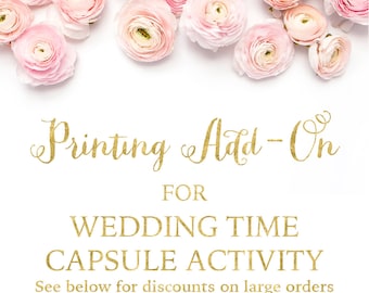 Printing Add-On for Any of Our Wedding Time Capsule Activity Designs - Includes Cards, Display Sign, and Free Shipping