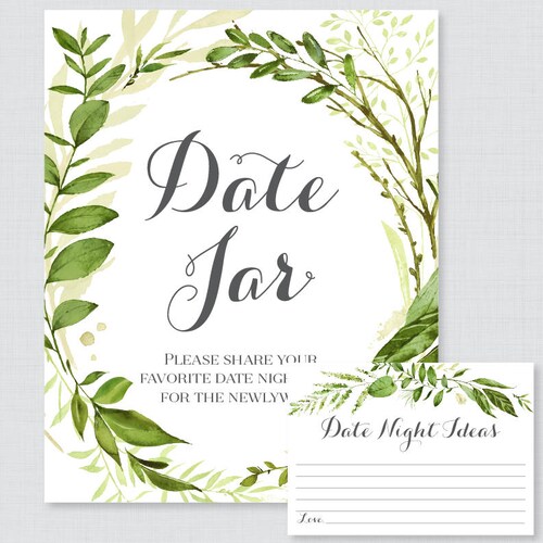 Printable Date Night Jar Activity Green Date Night Ideas for | Etsy