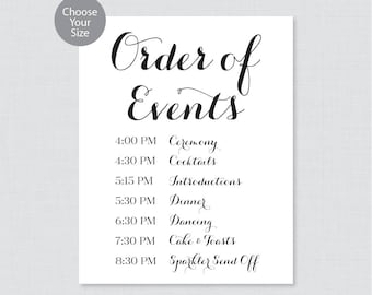 Printable Order Of Events Sign Marsala Wedding Order Of Etsy