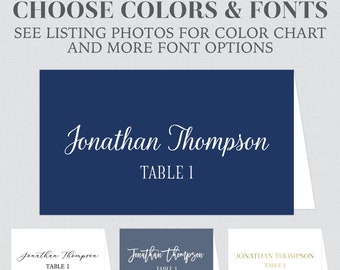 Printed Place Cards with Custom Fonts and Colors - Customized Guest Names Wedding Place Cards - Simple, Classic Place Cards for Wedding 0032