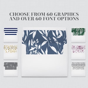 Wedding Envelope Liners with White A7 Envelopes - Choose Your Colors and Pattern - Custom Envelope Liners, Patterned Liners 0032