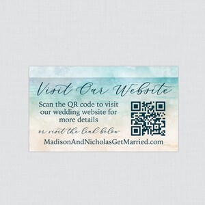 Printable OR Printed Beach Themed QR Code Insert Cards - Beach Wedding QR Code Cards to Visit Our Website - Tropical Hawaiian qr Code 0035