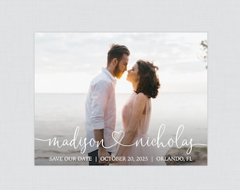 Photo Save the Date Magnets - Names in Script with Heart Picture Save the Date Magnets - Name Featured Save our Date Fridge Magnets, 125