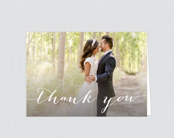 Printable OR Printed Folded Photo Thank You Cards - Wedding Thank You Cards with Photo, Personalized Fold Over Picture Thank You Cards, 0004