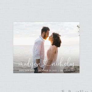 Photo Save the Date Magnets - Names in Script with Heart Picture Save the Date Magnets - Name Featured Save our Date Fridge Magnets, 125