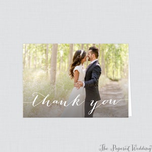 Printable OR Printed Folded Photo Thank You Cards - Wedding Thank You Cards with Photo, Personalized Fold Over Picture Thank You Cards, 0004