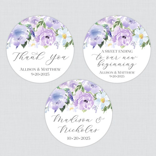 Printable OR Printed Purple Flower Wedding Stickers - Etsy