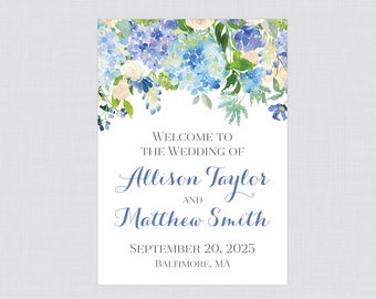 Printable OR Printed Wedding Program Booklet - Blue Hydrangea Ceremony Programs, Personalized Blue and White Flower Wedding Program 0022