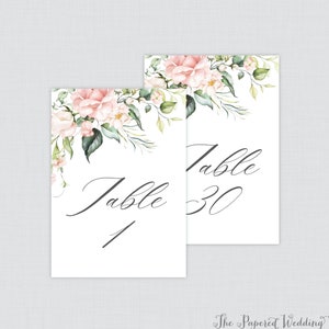 Afdrukbare roze rozen bruiloft tafelnummers - roze rozen en bloemen tafelnummers voor bruiloft met nummers 1-30 - Instant Download 0024