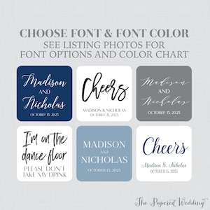 Personalized Wedding Coasters with Custom Wording - Printed Wedding Drink Coasters - Choose Your Fonts and Colors - 0032