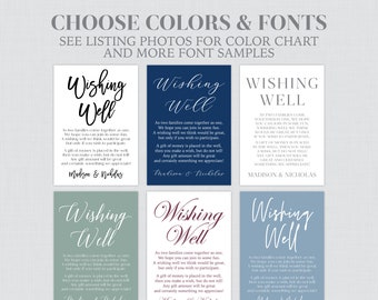 Printable OR Printed Wishing Well Cards with Custom Color and Font - Simple Wedding Wishing Well Inserts, Wedding Invitation Wishing 0032