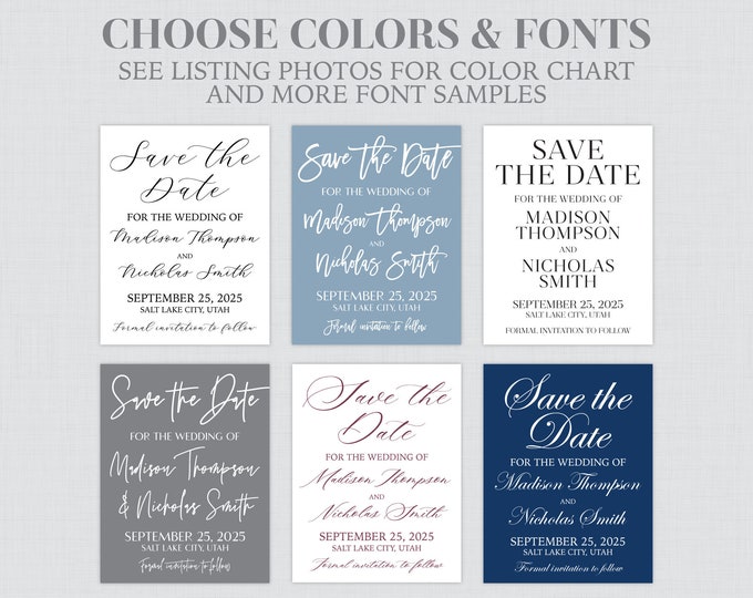 Printable OR Printed Save the Date Cards Wedding Save the - Etsy