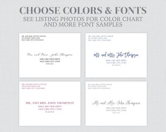 A7 Printed Envelopes with Custom Fonts and Colors - Printed Wedding Envelopes with Guest Addresses - Custom Recipient Address Printing 0032