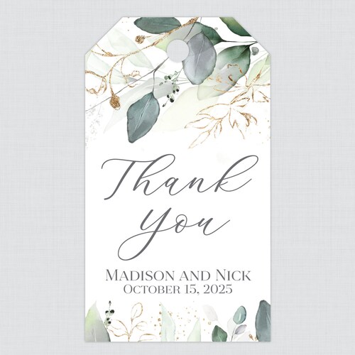 Printable OR Printed Green and Gold Wedding Favor Gift Tags - Etsy