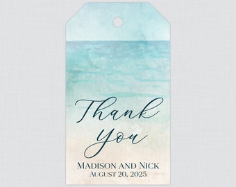 Printable OR Printed Beach Wedding Favor Gift Tags - Watercolor Beach Themed Favor Tags for Wedding - Summer Ocean Sand Sea Favor Tag 0035