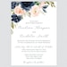 Printable OR Printed Wedding Invitations - Navy and Pink Floral Wedding ...