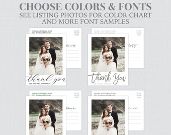 Printable OR Printed Photo Thank You Postcards with Custom Fonts and Colors - Customized Picture Thank You Postcards for Wedding 0032