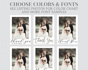 Printable OR Printed Photo Thank You Cards with Custom Fonts and Colors - Customized Picture Thank You Cards for Wedding - Personalized 0032