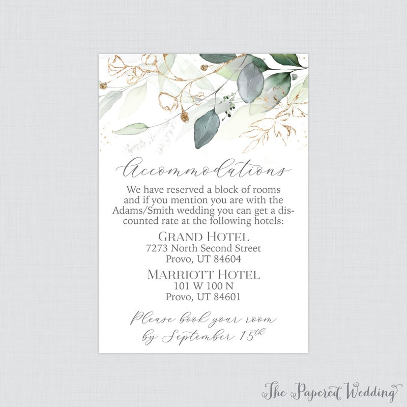 Accommodation Cards - Etsy