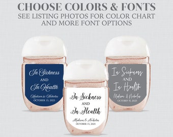 Custom Printed Hand Sanitizer Labels - Choose Your Fonts and Colors for Wedding Hand Sanitizer Favor Stickers - Bath Body Works Size 0032