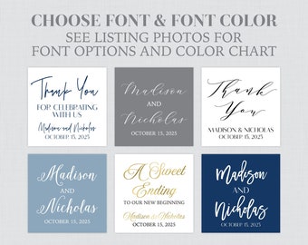 Printable OR Printed Wedding Stickers - Square Wedding Stickers with Custom Font and Colors - Personalized Wedding Favor Labels 0032