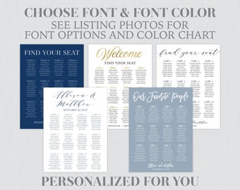 Foam Board or Poster Wedding Seating Chart  with Custom Colors, Fonts, and Size - Foam Board, Poster or Card Stock or Custom Made File 0032