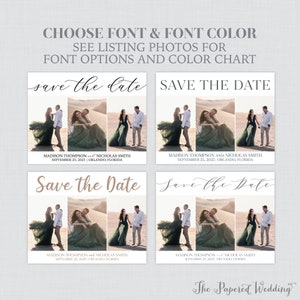 Printable OR Printed Photo Collage Save the Date Cards - Custom Fonts and Colors Save the Date Cards for Wedding with Three Pictures 141