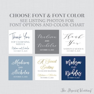 Printable OR Printed Wedding Stickers - Square Wedding Stickers with Custom Font and Colors - Personalized Wedding Favor Labels 0032