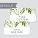 EDITABLE Tent Cards Printable Green Wedding Tent Cards | Etsy Canada