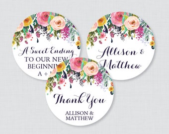 Printable OR Printed Purple Flower Wedding Stickers | Etsy