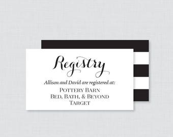 Printable OR Printed Wedding Registry Cards - Black and White Wedding Registry Invitation Inserts - Calligraphy Registry Inserts 0005