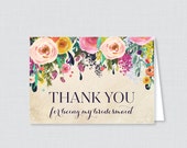 Printable Bridesmaid Thank You Cards Floral Thank You for - Etsy