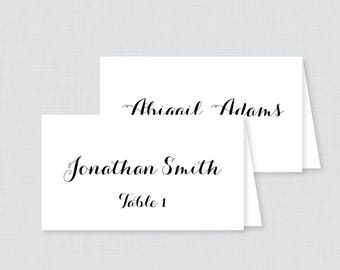 Printed Wedding Place Cards - Black and White Wedding Table Place Cards, Elegant Calligraphy Place Cards for Wedding 0005