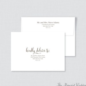 EDITABLE Wedding Envelopes - Printable, Editable Wedding Envelopes with Calligraphy &quot;Kindly Deliver To:&quot; Wedding Name and Address 0002