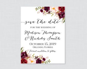 Save the Date Magnets - Marsala Floral Save the Date Magnets for Wedding - Rustic Pink Flower Wedding Save the Date Fridge Magnets 0006