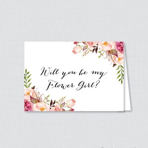 Printable Will You Be My Flower Girl Cards - Pink Will You Be My Flower ...