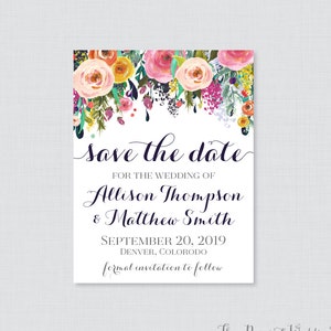 Save the Date Magnets Floral Save the Date Magnets for Wedding Wedding Save the Date Fridge Magnets with Colorful Flowers 0003-B image 1