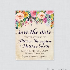 Save the Date Magnets - Floral Save the Date Magnets for Wedding - Wedding Save the Date Fridge Magnets with Colorful Flowers 0003-A