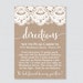 Printable OR Printed Wedding Direction Cards Burlap and Lace Wedding ...